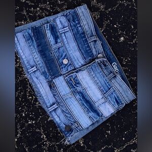 Custom Made Belted Denim Mini Skirt